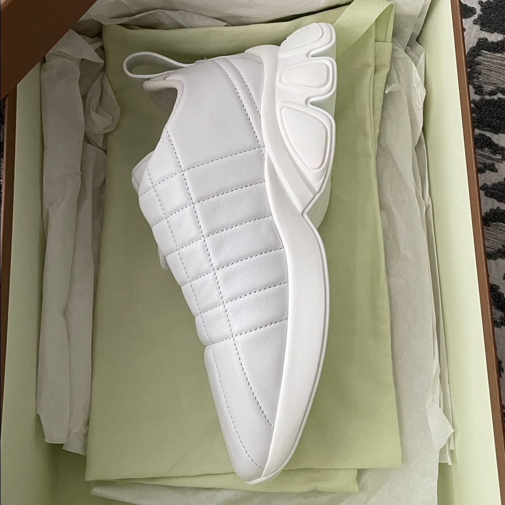 Burberry Leather Quilted White Sneakers - Picture 9 of 17